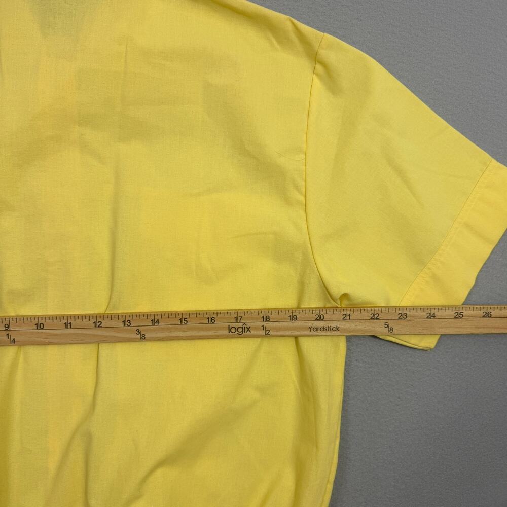 Vintage John Blair Full Zip Polo Shirt Men's Medium Yellow 90s Preppy Rockabilly - Picture 6 of 7